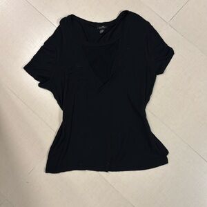 Black T-shirt with mesh V neck